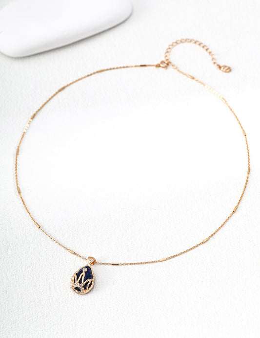 Lapis Lazuli Crown Charm Necklace – Starry Necklace Stack Design