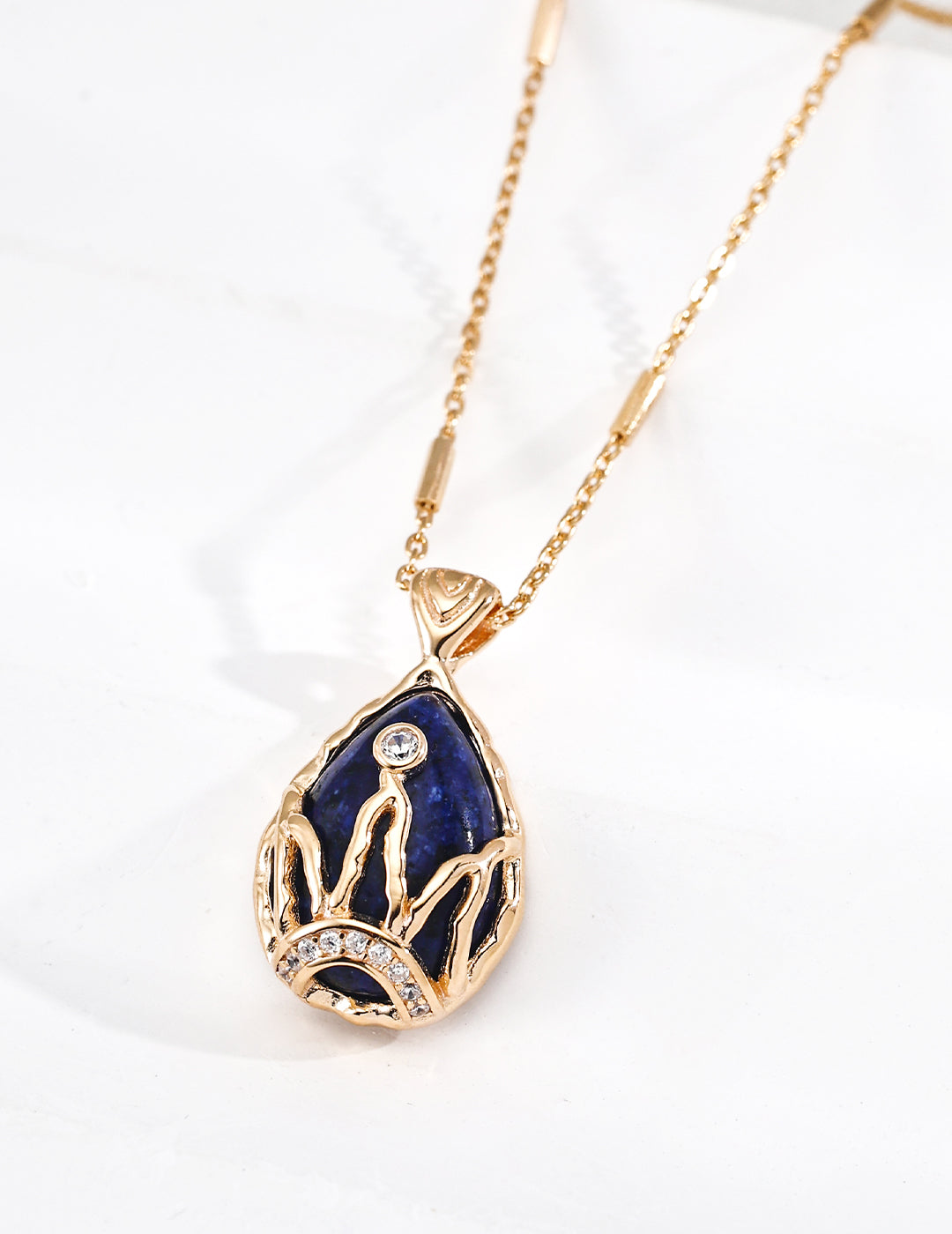 Lapis Lazuli Crown Charm Necklace – Starry Necklace Stack Design