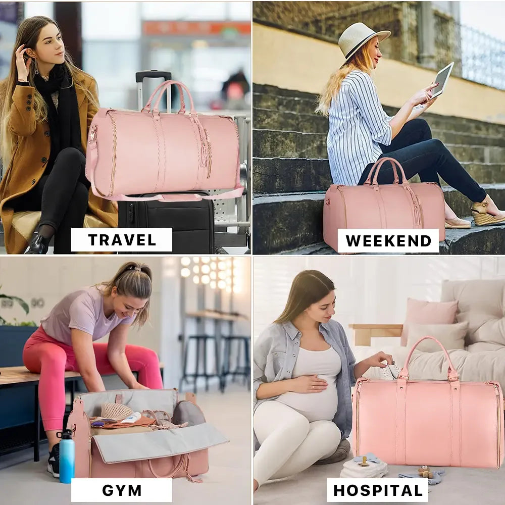 Travel Duffle Bag with Garment & Shoe Compartment, Waterproof & Breathable, TSA-Approved, 57L Capacity, Ideal for Weekender, Gym, Hospital, Holiday Travel