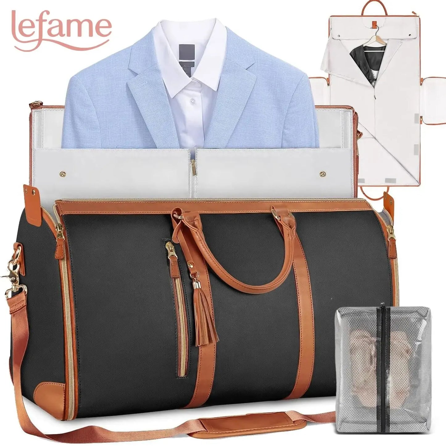 Travel Duffle Bag with Garment & Shoe Compartment, Waterproof & Breathable, TSA-Approved, 57L Capacity, Ideal for Weekender, Gym, Hospital, Holiday Travel