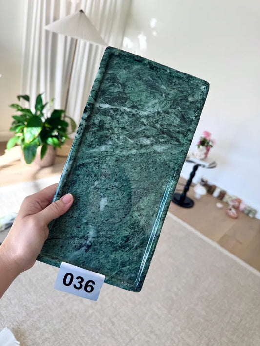 Large green Marble tray on coffee table console table tray, VERDE ALPI MARBLE, bathroom vanity tray, Catchall Tray, 12*6 in