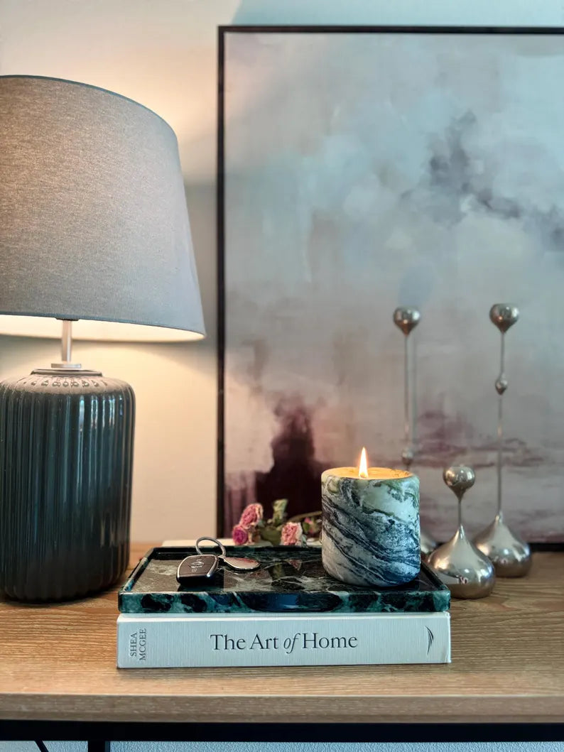 Large green Marble tray on coffee table console table tray, VERDE ALPI MARBLE, bathroom vanity tray, Catchall Tray, 12*6 in