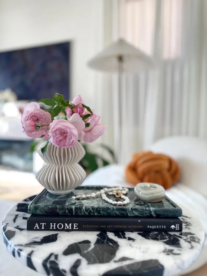 Large green Marble tray on coffee table console table tray, VERDE ALPI MARBLE, bathroom vanity tray, Catchall Tray, 12*6 in