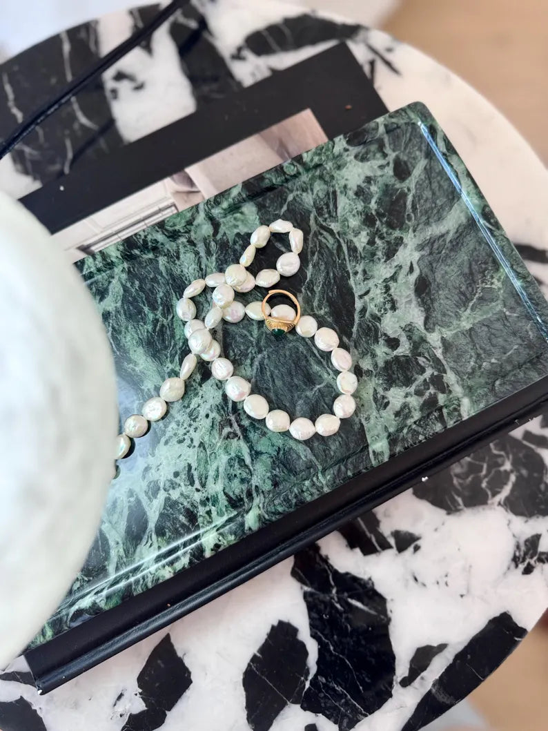 Large green Marble tray on coffee table console table tray, VERDE ALPI MARBLE, bathroom vanity tray, Catchall Tray, 12*6 in