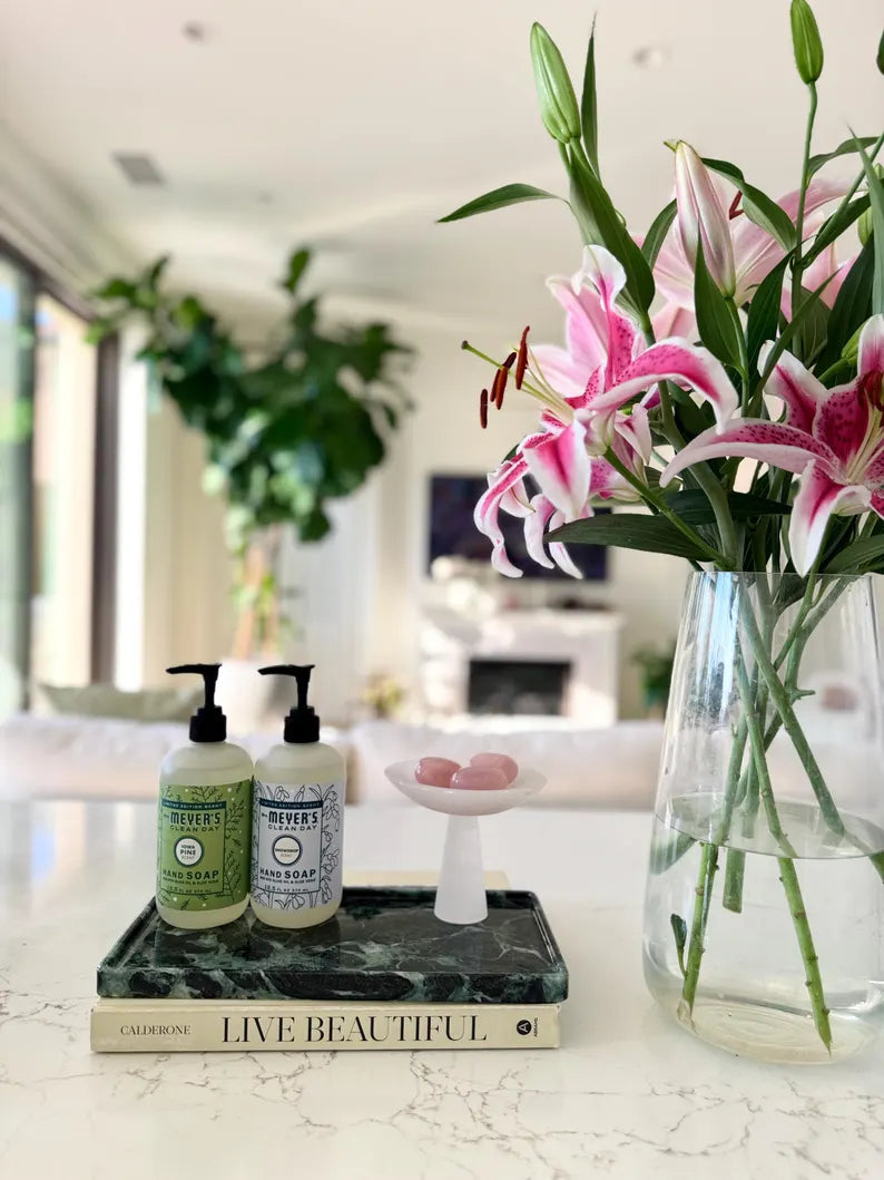 Large green Marble tray on coffee table console table tray, VERDE ALPI MARBLE, bathroom vanity tray, Catchall Tray, 12*6 in