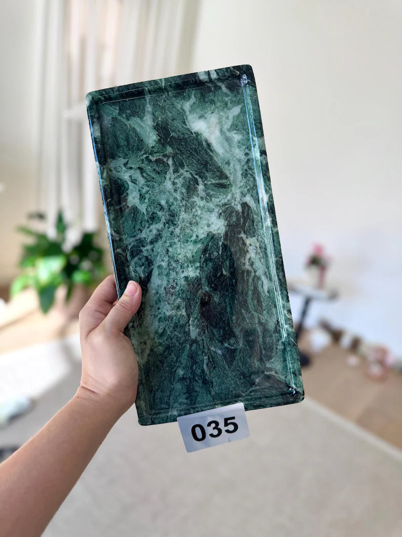 Large green Marble tray on coffee table console table tray, VERDE ALPI MARBLE, bathroom vanity tray, Catchall Tray, 12*6 in